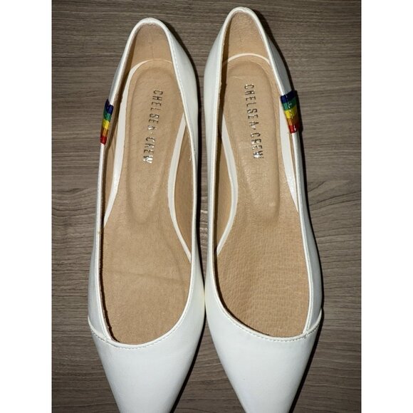 Chelsea Crew- White With Rainbows- Size 40 Pammy Rainbow Ballet Flats Leather - Picture 3 of 7
